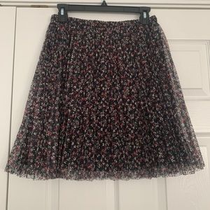 Elle Small Black Skirt w/ White Pink Green Flowers